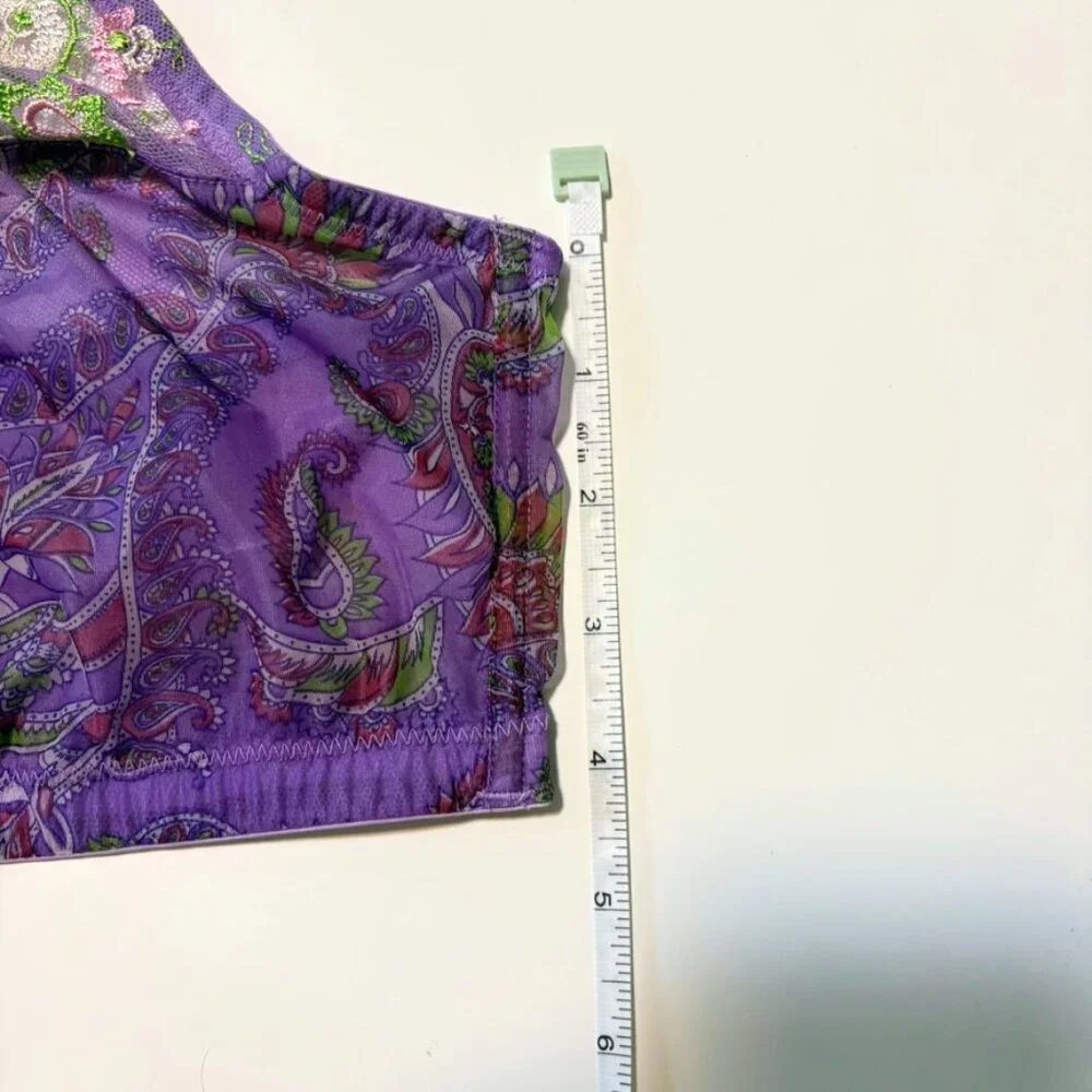 Savage x Fenty Bohemian Paisley Embroidered Bralette Lavender 2X Coquette Dainty
